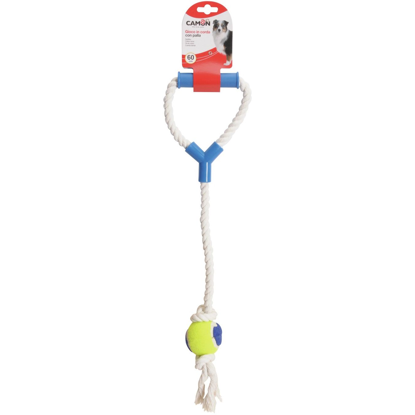 Іграшка для собак Camon м'яч з мотузкою, 60 см - фото 1