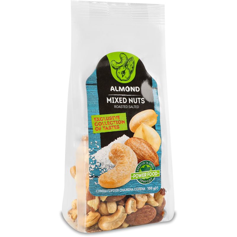Суміш горіхова Almond Mixed Nuts смажена солона 100 г (930644) - фото 2