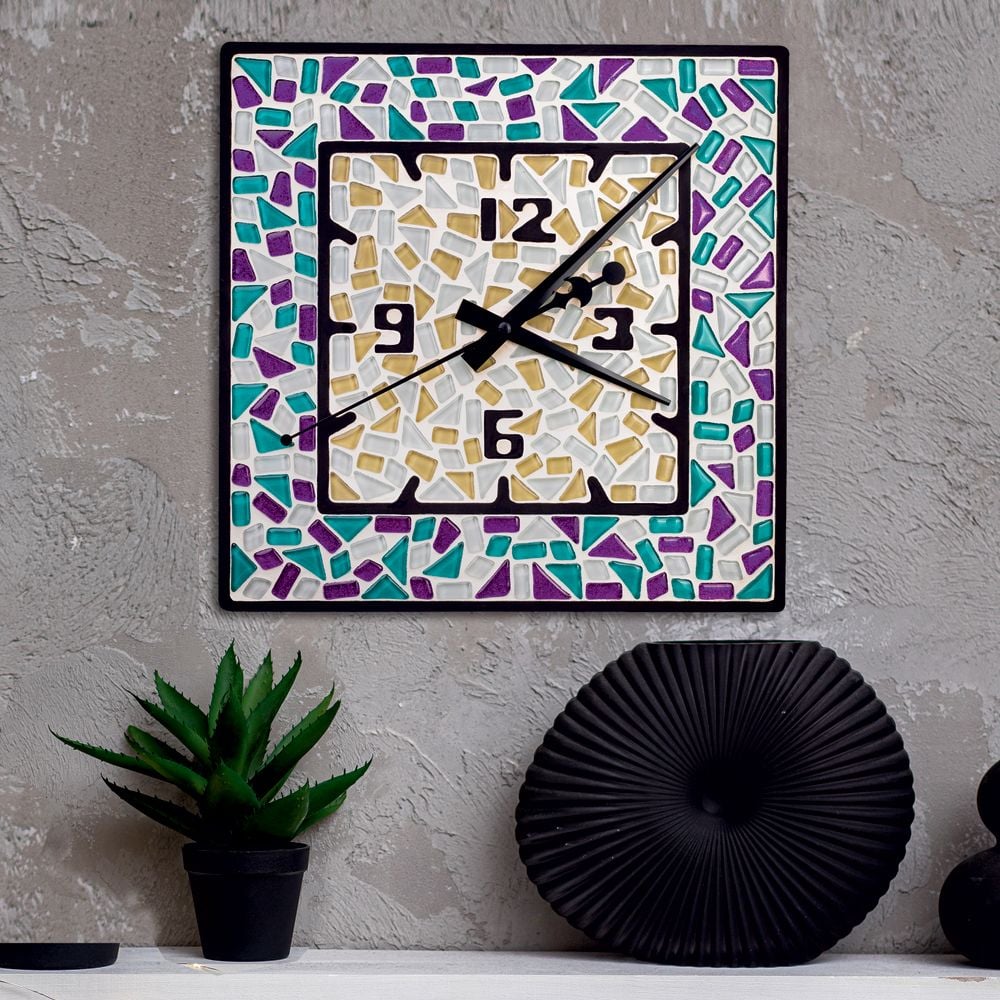 Стеклянная мозаика Mosaaro Часы квадратные (MA4002) - фото 3