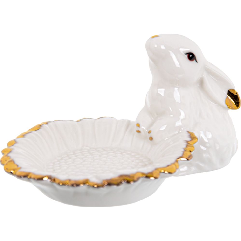 Блюдце декоративне Lefard Кролик із соняшником 12.5 м біле (149-475) - фото 1