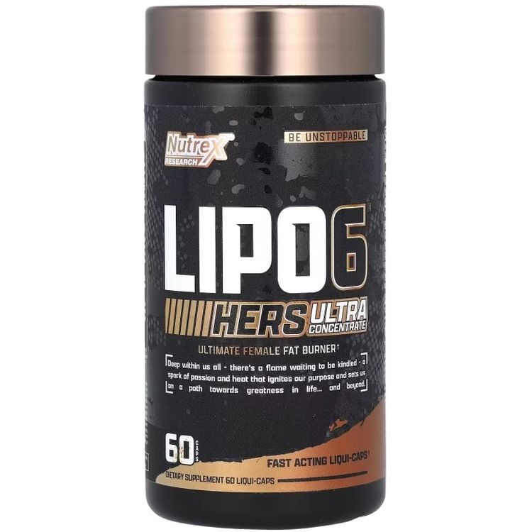 Жиросжигатель с кофеином и йохимбином Nutrex Research Lipo-6 Black Hers Ultra Concentrate 60 капсул - фото 1