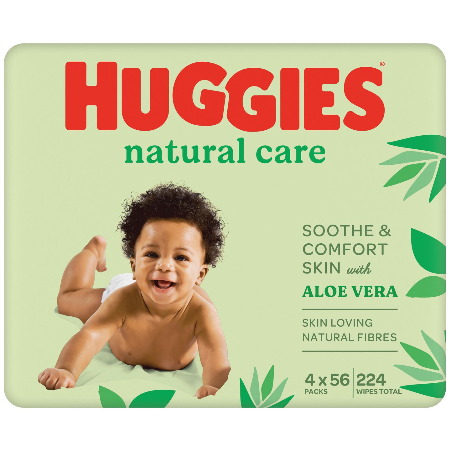 Вологі серветки Huggies Natural Care, 224 шт. (4 уп. по 56 шт.) - фото 2