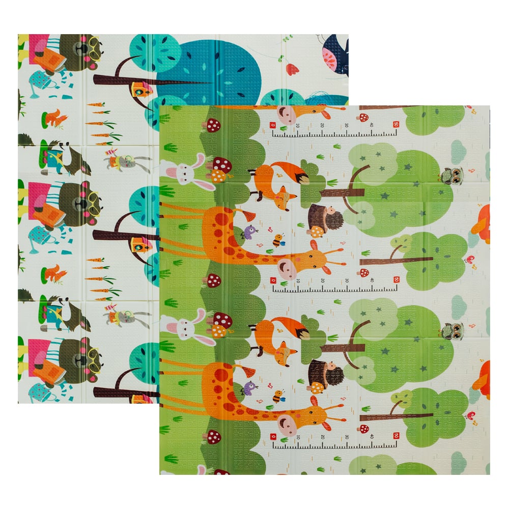 Дитячий двосторонній складний килимок Poppet Весела жирафа та Загадковий ліс, 200x180x1 см (PP009-200) - фото 1
