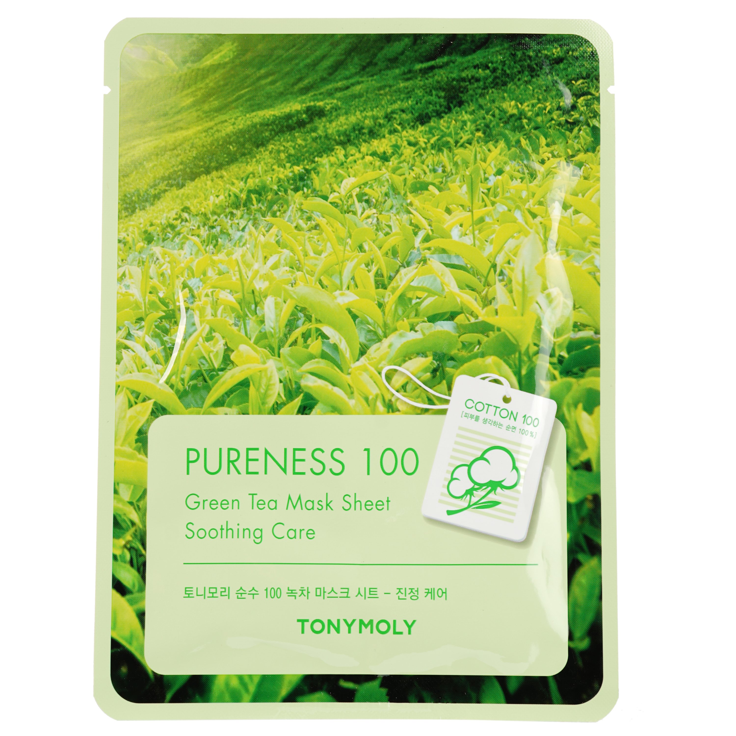Маска тканинна для обличчя Tony Moly Pureness 100 Green tea Зелений чай, 21 мл - фото 1