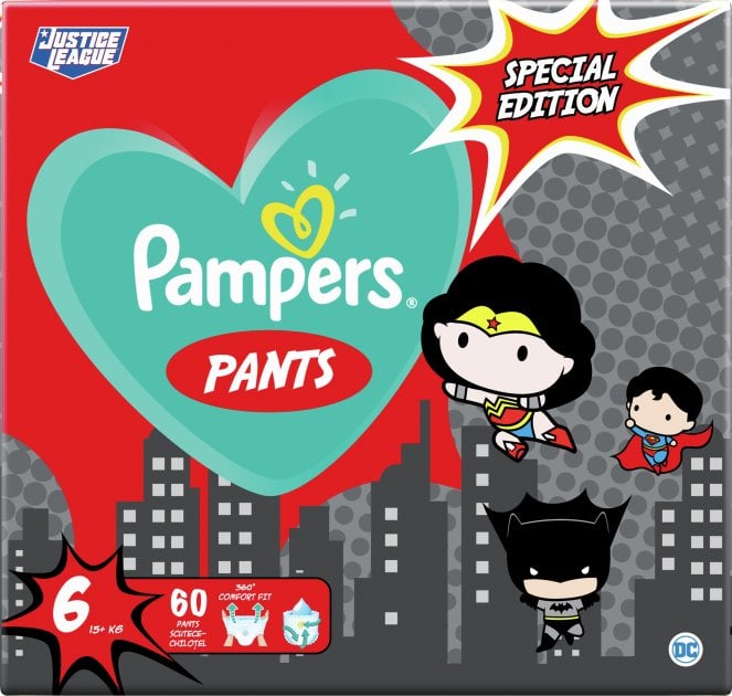 Подгузники-трусики Pampers Justice league Pants 6 (15+ кг), 60 шт. - фото 1