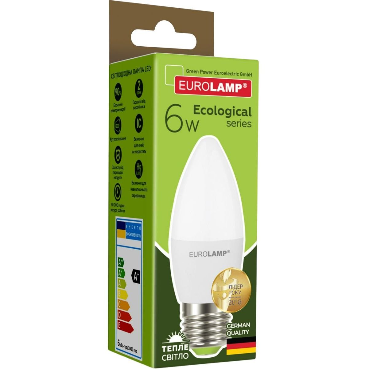Светодиодная лампа Eurolamp LED Ecological Series, CL 6W, E27, 3000K (LED-CL-06273(P)) - фото 4