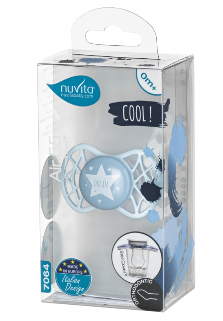 Силіконова ортодонтична пустушка Nuvita Air55 Cool Star, 0+ міс., блакитний (NV7064BS) - фото 3