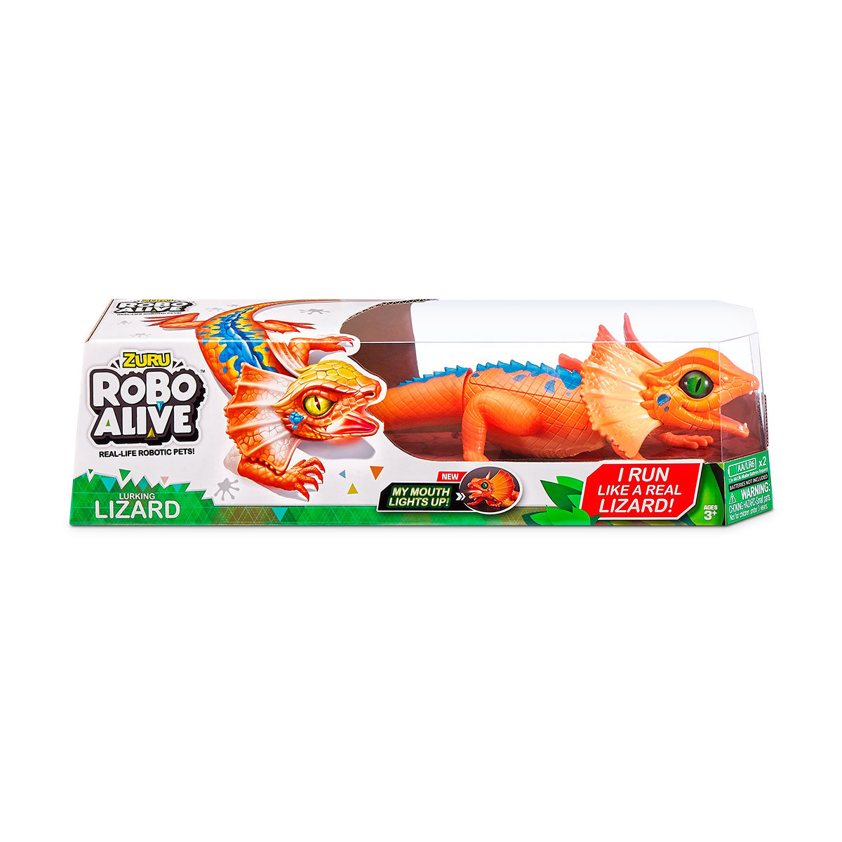 Интерактивная игрушка Robo Alive плащеносная ящерица, со световым эффектом, оранжевый (7149-2) - фото 8