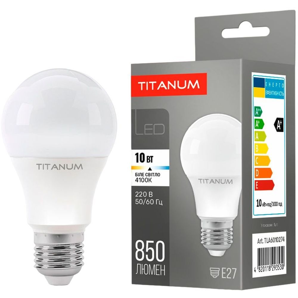 LED лампа Titanum A60 10W E27 4100K (TLA6010274) - фото 1