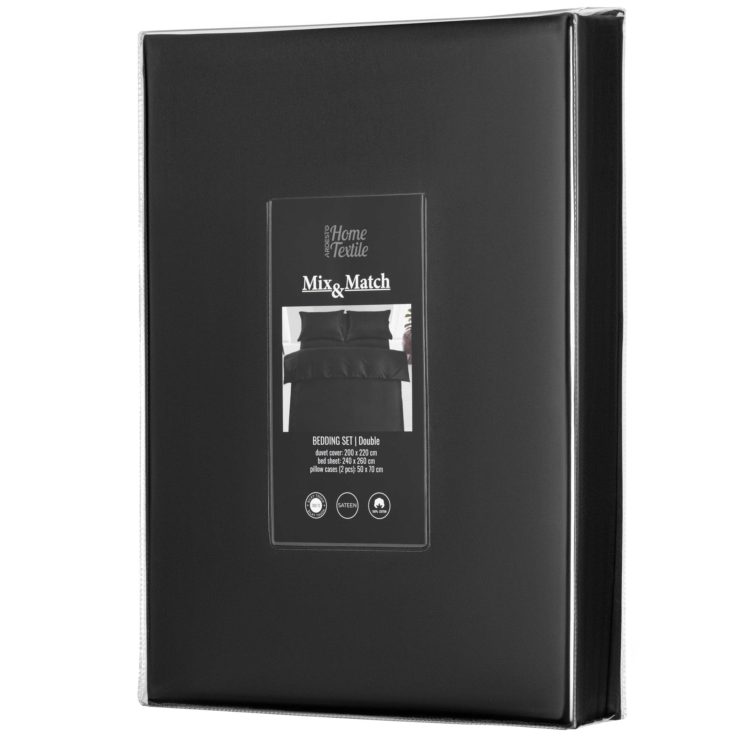 Комплект постільної білизни Ardesto Mix&Match Premium сатин двоспальний євро чорний (ART2022SL) - фото 13