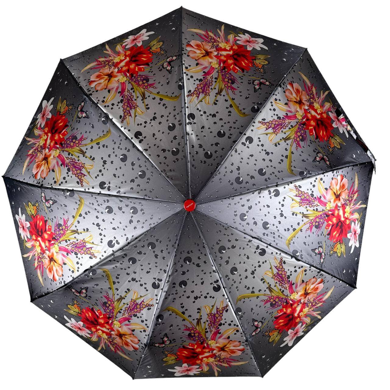 Женский складной зонтик полуавтомат Toprain 97 см серый - фото 3