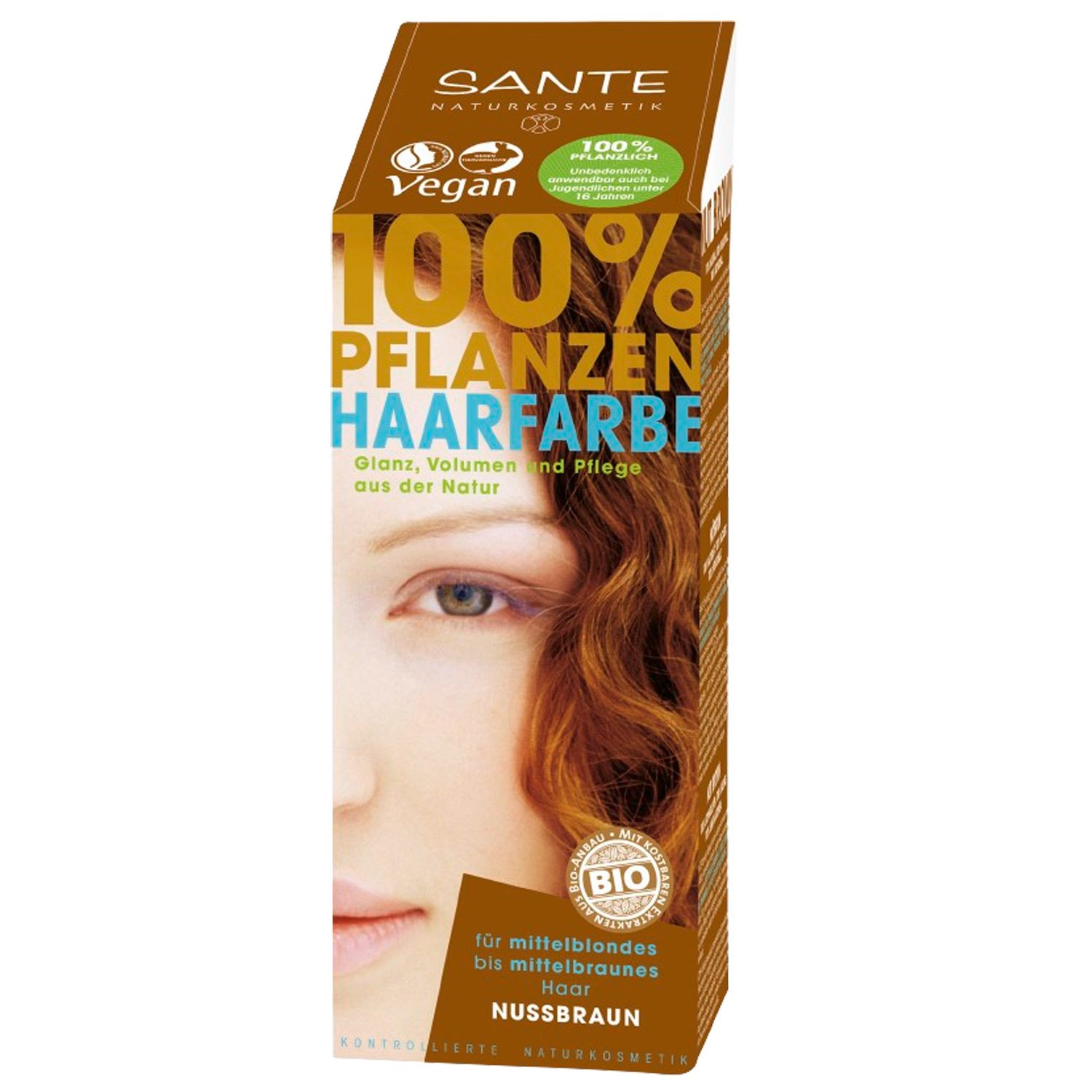 Био-краска для волос Sante Nut Brown, порошковая, растительная, 100 г - фото 1