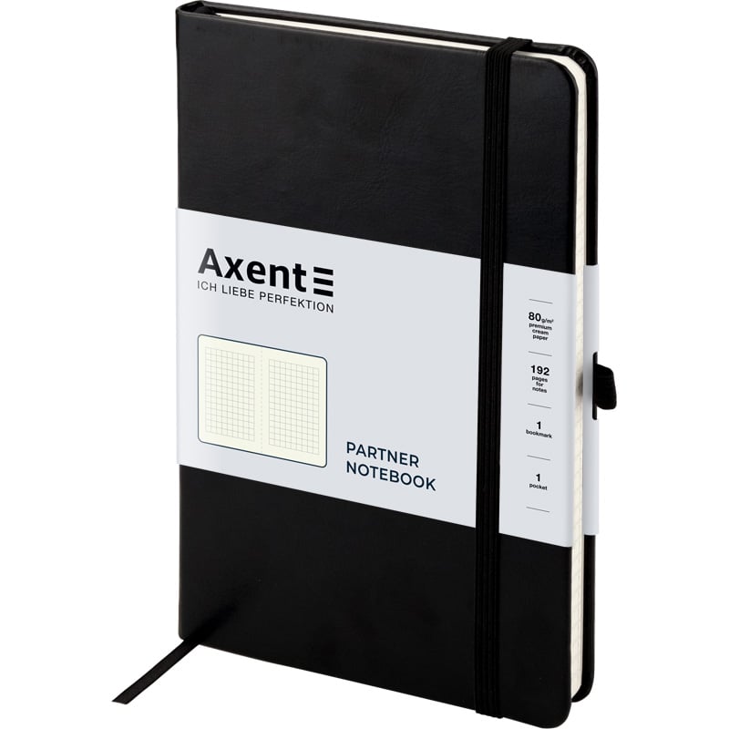Книга записна Axent Partner Lux A5- в клітинку 96 аркушів чорна (8202-01-A) - фото 2