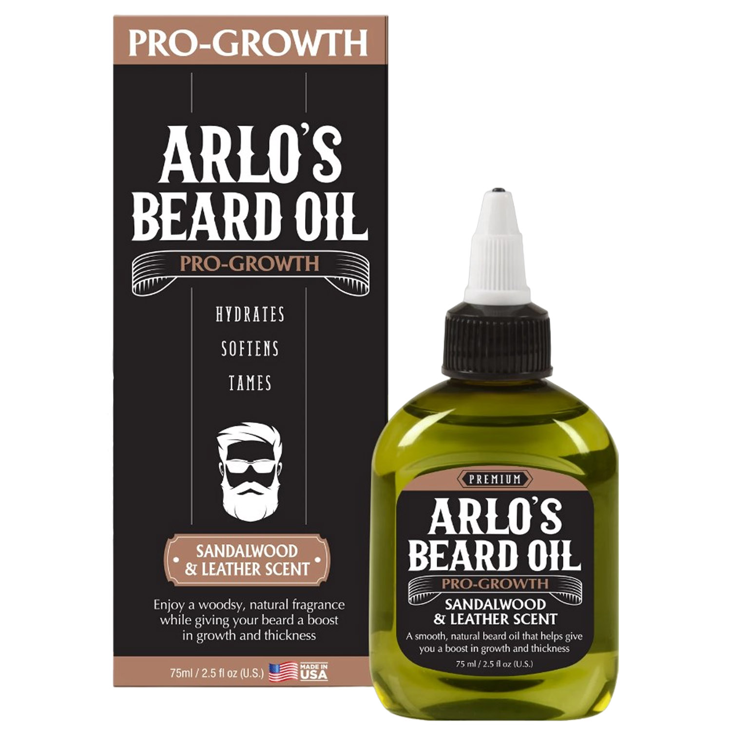 Олія для бороди Arlo's Pro Growth Beard Oil Sandalwood & Leather Scent, 75 мл - фото 1