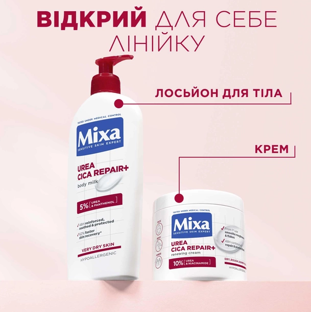 Крем Mixa Urea Cica Repair для сухой огрубевшей кожи лица рук и тела восстанавливающий 400 мл - фото 9