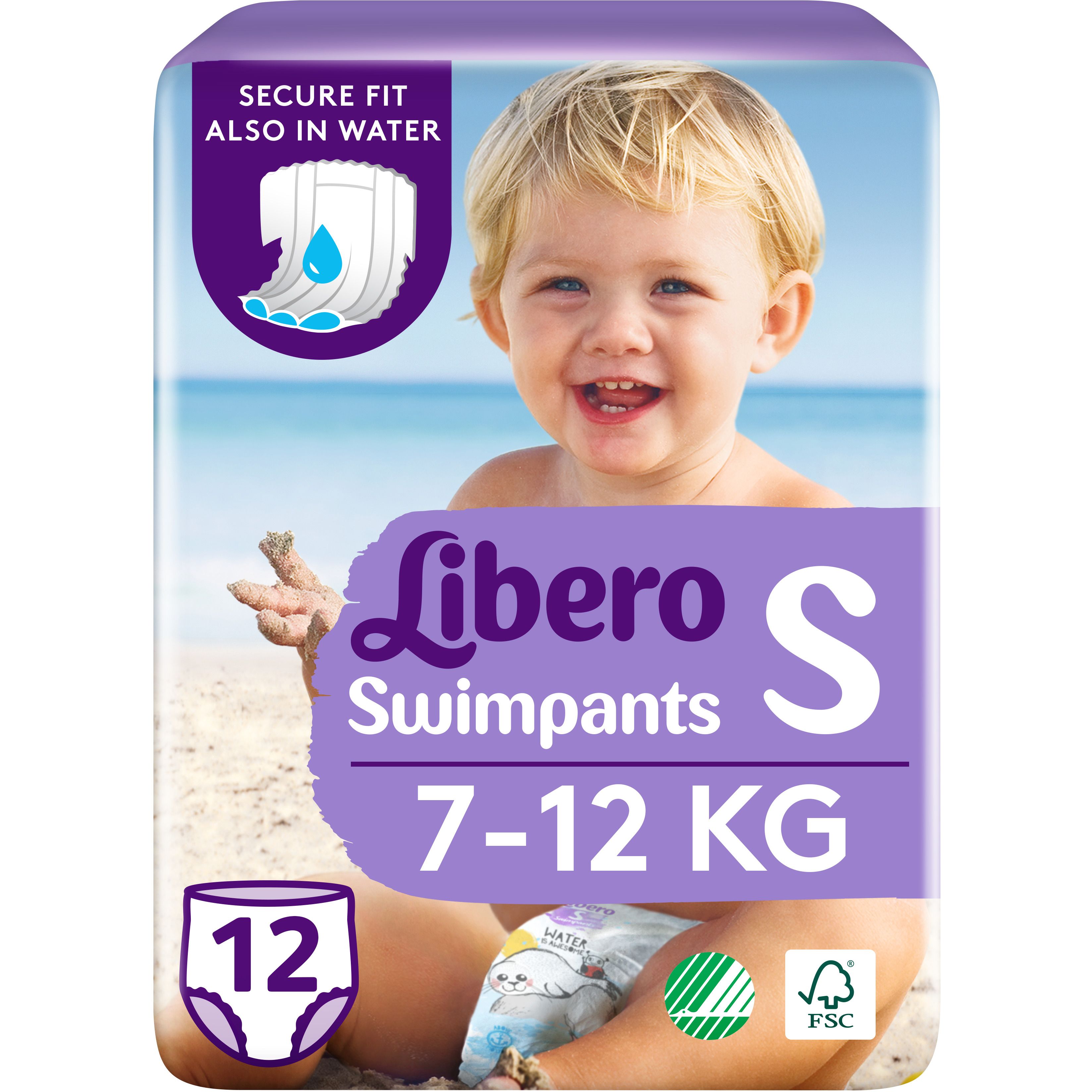 Подгузники-трусики для плавания Libero Swimpants Small 2 (7-12 кг), 12 шт. - фото 1