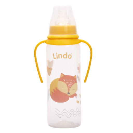 Пляшечка для годування Lindo, з ручками, 250 мл, жовтий (Li 141 жов) - фото 1