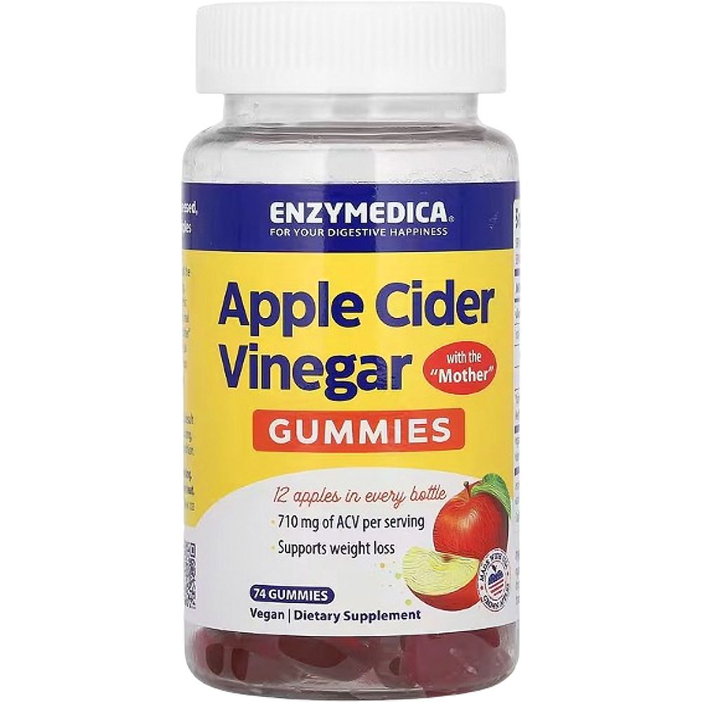 Яблочный уксус Enzymedica Apple cider vinegar 74 жевательные конфеты - фото 1