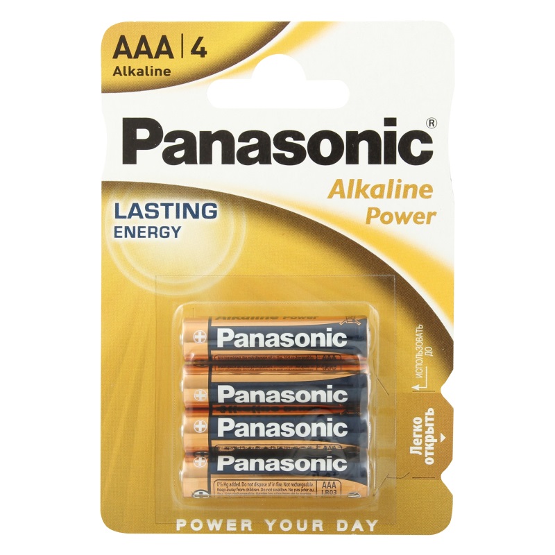 Лужні батарейки мізинчикові Panasonic Alkaline Power AAA Bli, 1,5 V, 4 шт. (LR03REB/4BPR) - фото 1