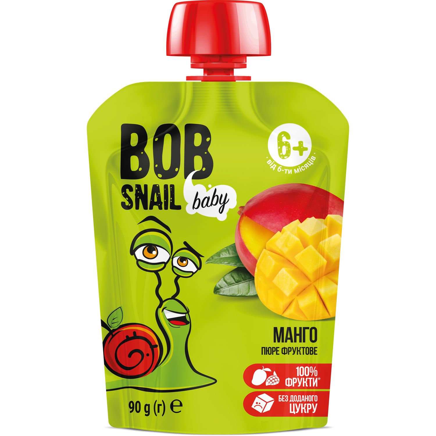 Набор фруктового пюре Bob Snail Манго гомогенизированное 900 г (10 шт. x 90 г) - фото 2