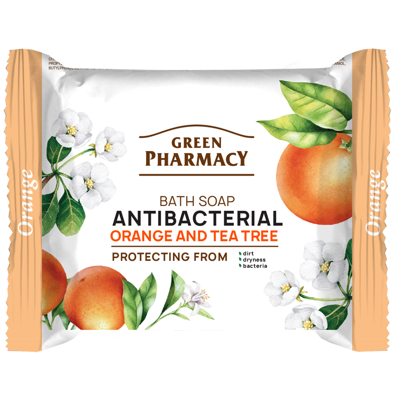 Мыло Зеленая Аптека Antibacterial Orange and Tea tree, 100 г. - фото 1
