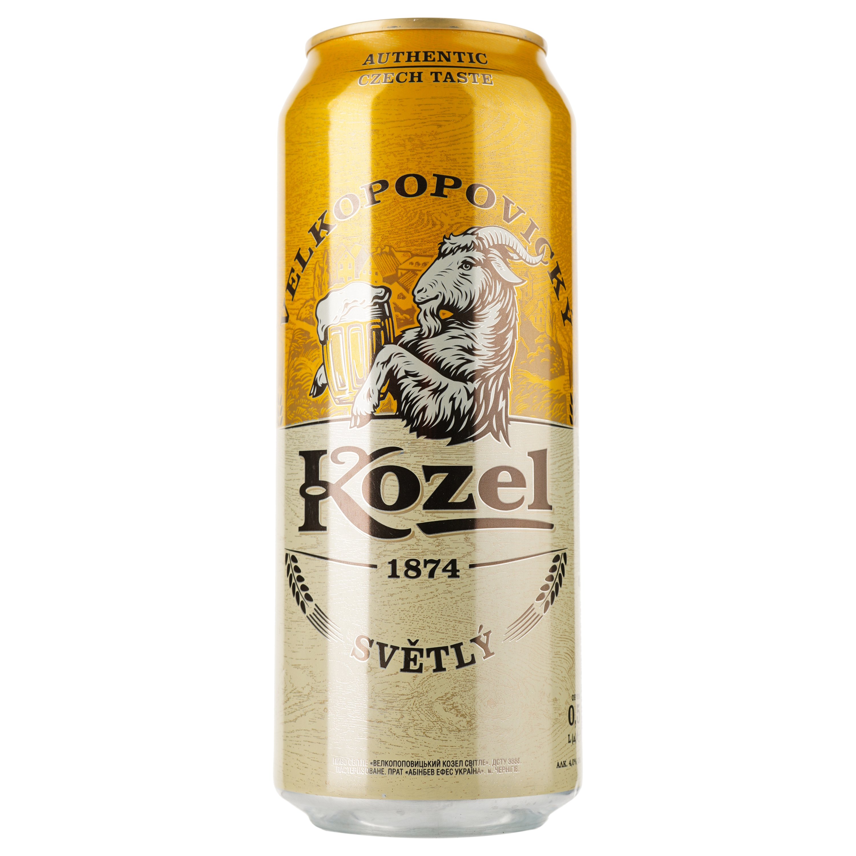 Пиво Velkopopovitsky Kozel, світле, 4%, з/б, 0,5 л (786389) - фото 1
