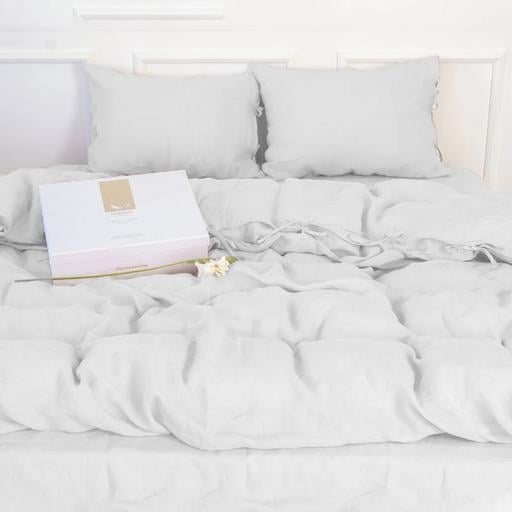 Комплект постельного белья MirSon Natural Linen Winter flower лен полуторный евро белый (2200008249199) - фото 7