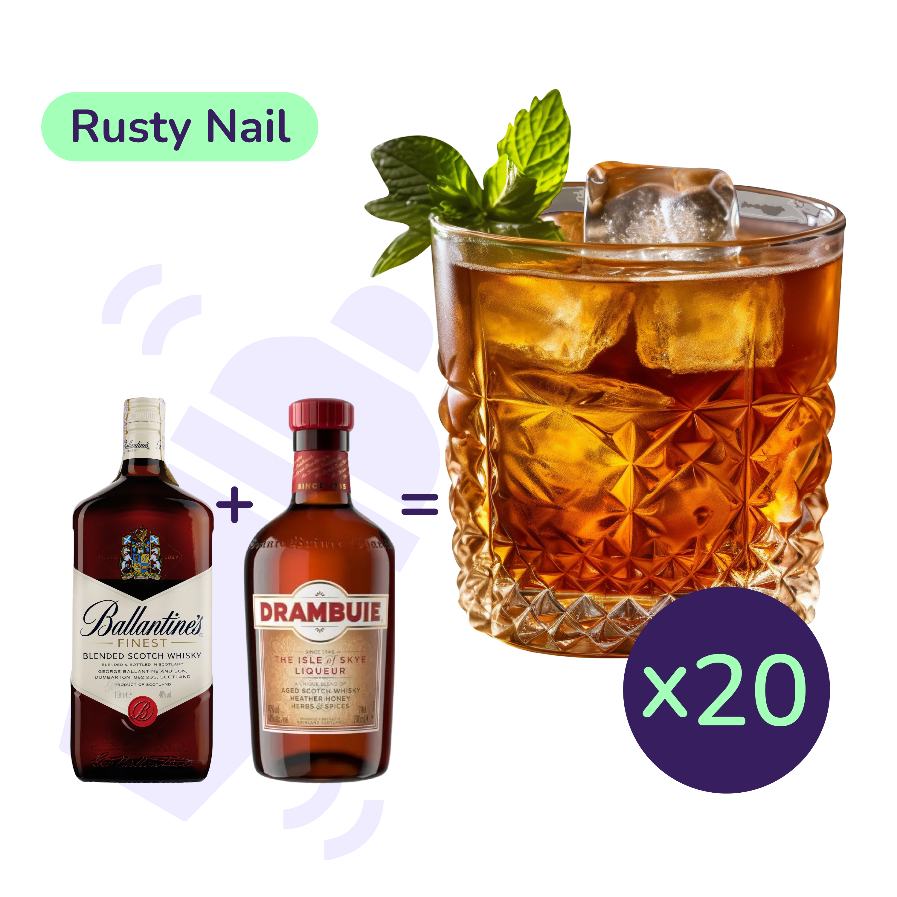 Коктейль Rusty Nail (набор ингредиентов) х20 на основе Ballantine's - фото 1