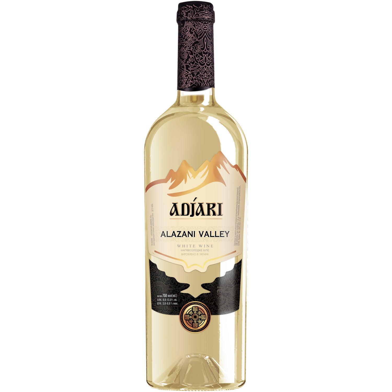 Вино Adjari Алазанська долина, біле, напівсолодке, 0,75 л - фото 1
