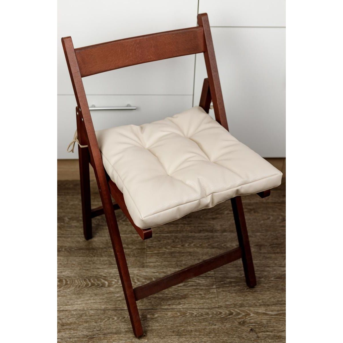 Подушка на стул Прованс из экокожи 40х40 см кремовая (34077) - фото 5