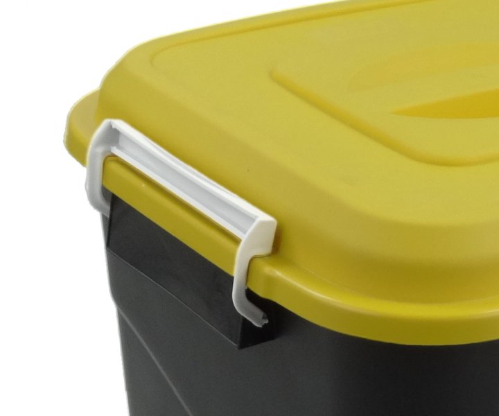 Бак для сміття Tayg Eco, 50 л, з кришкою та ручками, чорний з жовтим (412011) - фото 3