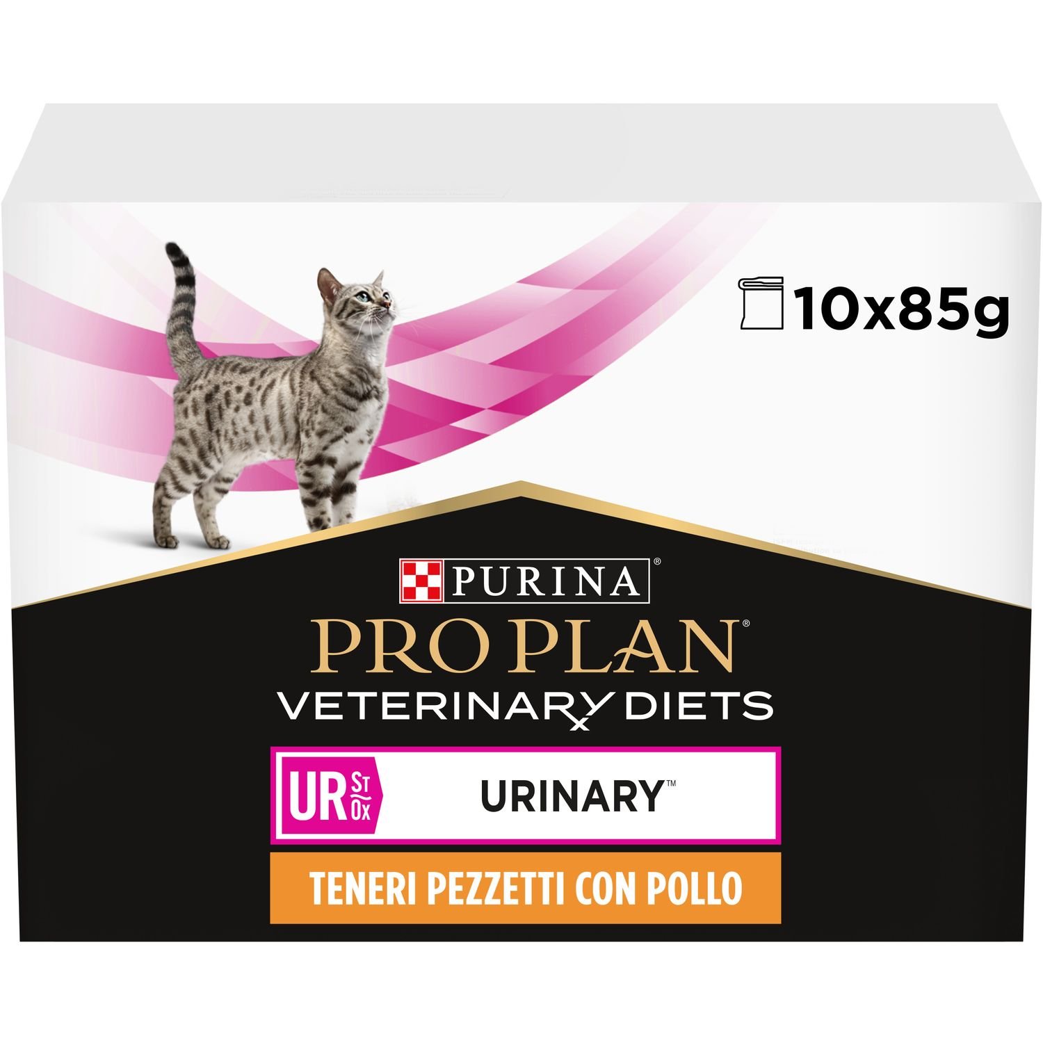 Влажный диетический корм для взрослых кошек Purina Pro Plan Veterinary Diets UR ST/OX Urinary для растворения и снижения образования струвитных камней с курицей 850 г (10 шт. по 85 г) (12308818) - фото 1