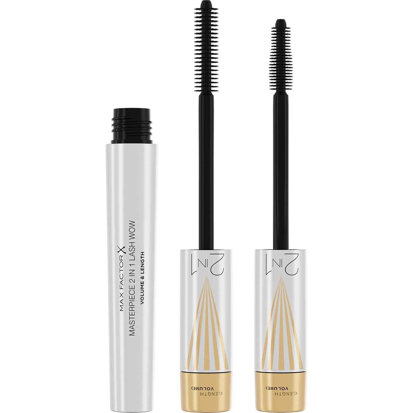 Туш для вій Max Factor Masterpiece 2in1 Lash Wow Black Об'єм та подовження, 7 мл - фото 1