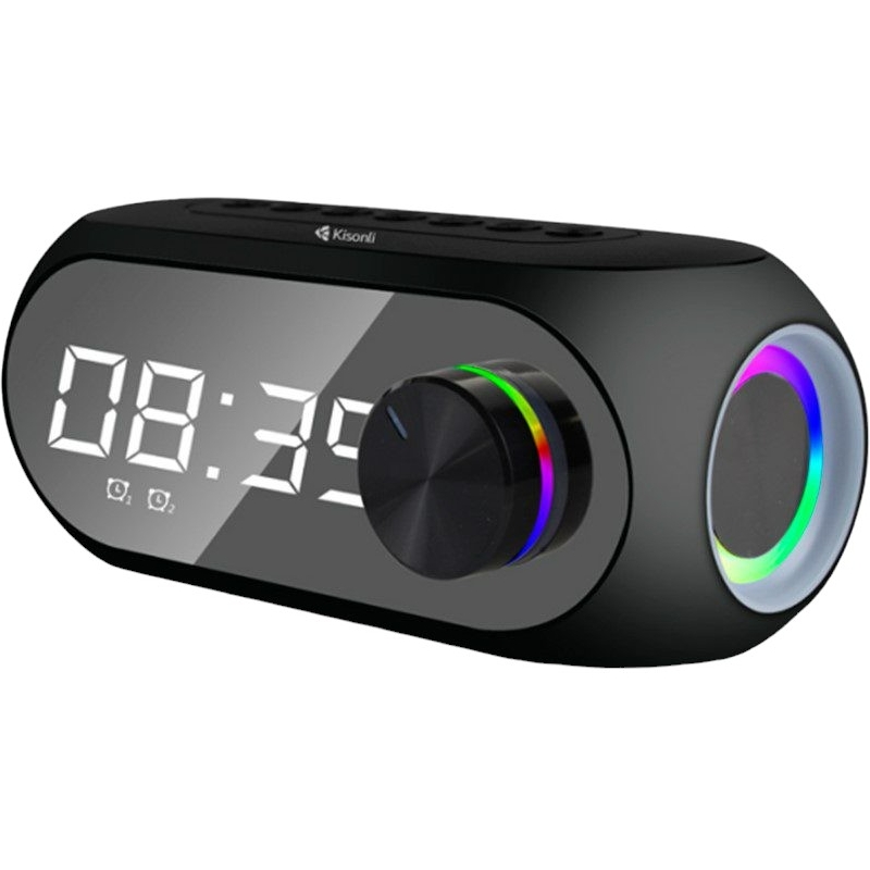 Портативная колонка часы будильник Kisonli LP2S Bluetooth 1200 mAh 5 Вт Black - фото 1