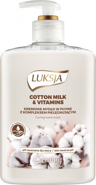 Рідке крем-мило Luksja Cotton Milk Provitamin B5, з дозатором, 500 мл - фото 1