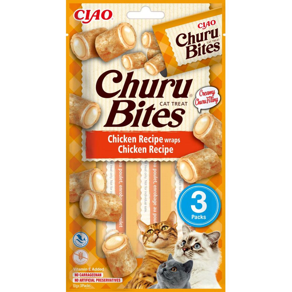 Лакомство для кошек Inaba Ciao Churu Bites с курицей 30 г (3 шт. х 10 г) - фото 1
