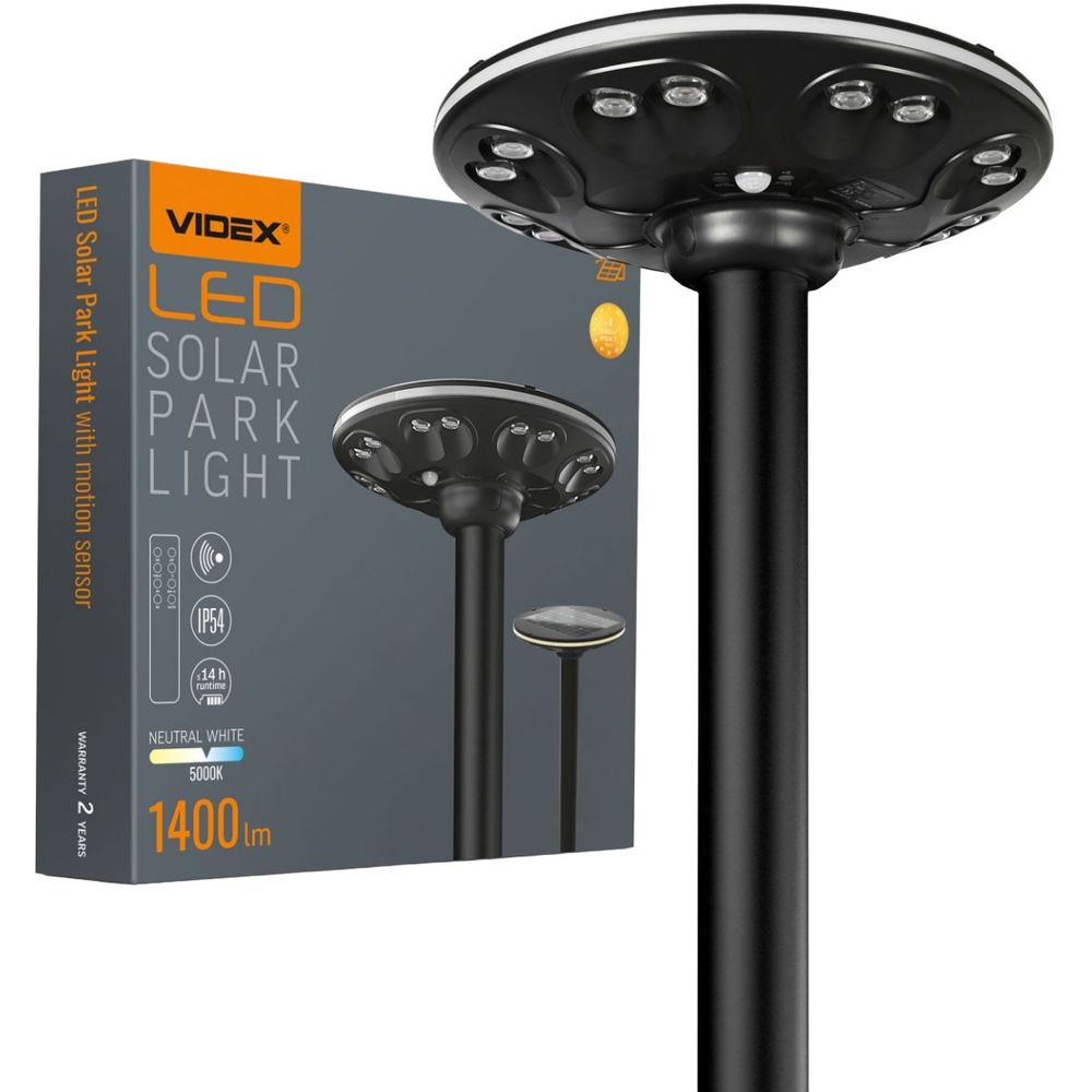 Парковый светильник Videx LED IP54 1400Lm автономный с сенсорным датчиком движения (VL-GLSO-1254-S) - фото 1