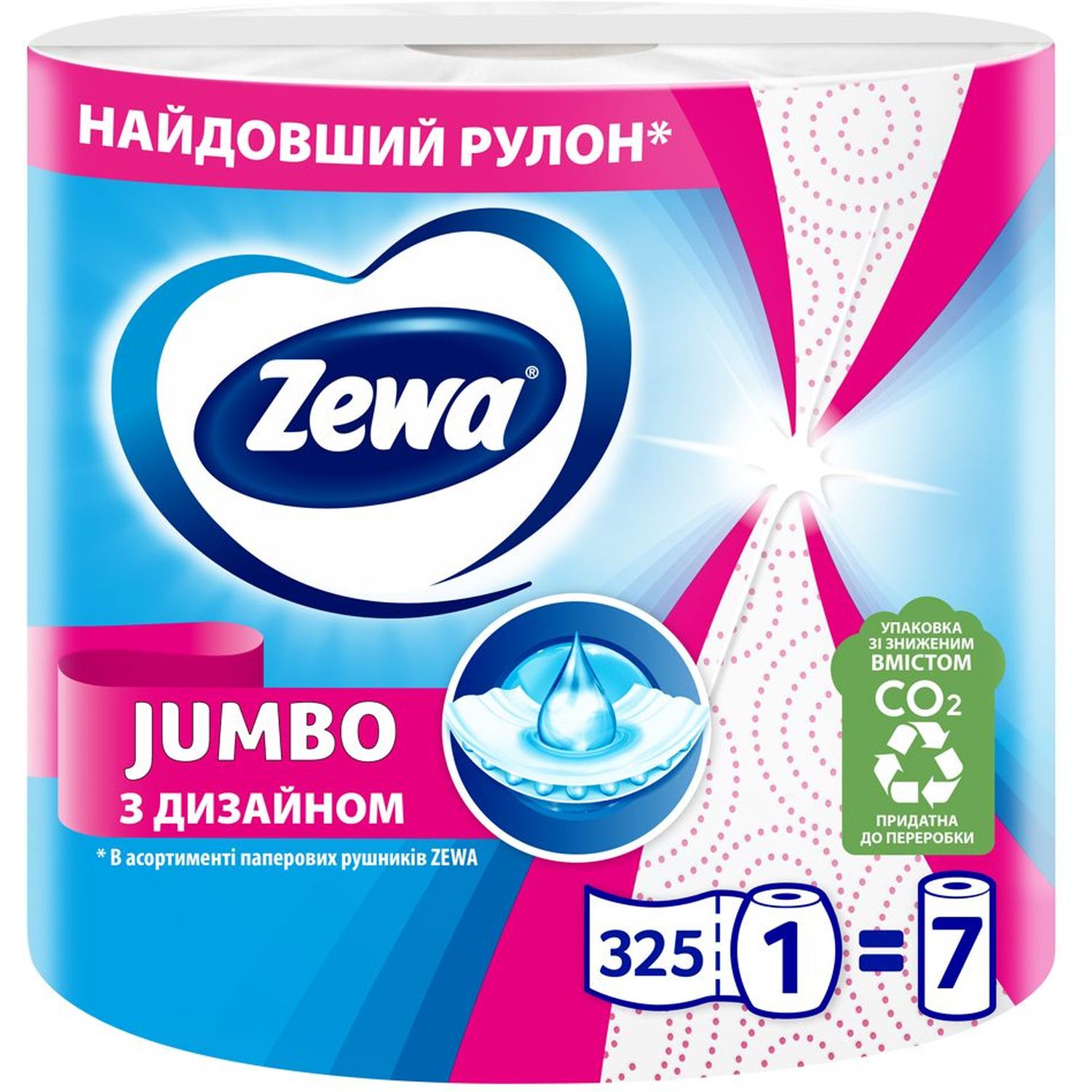 Кухонні рушники Zewa Jumbo Decor 1 рулон 325 листів (57138) - фото 1