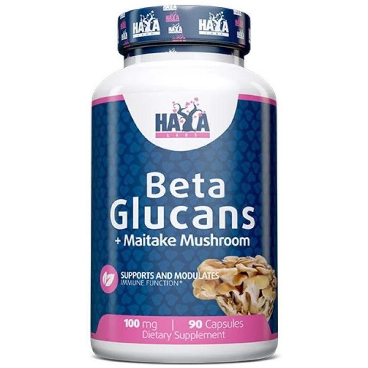 Бета-глюкан с грибным порошком Майтаке Haya Labs Beta Glucans 100 мг 90 ...
