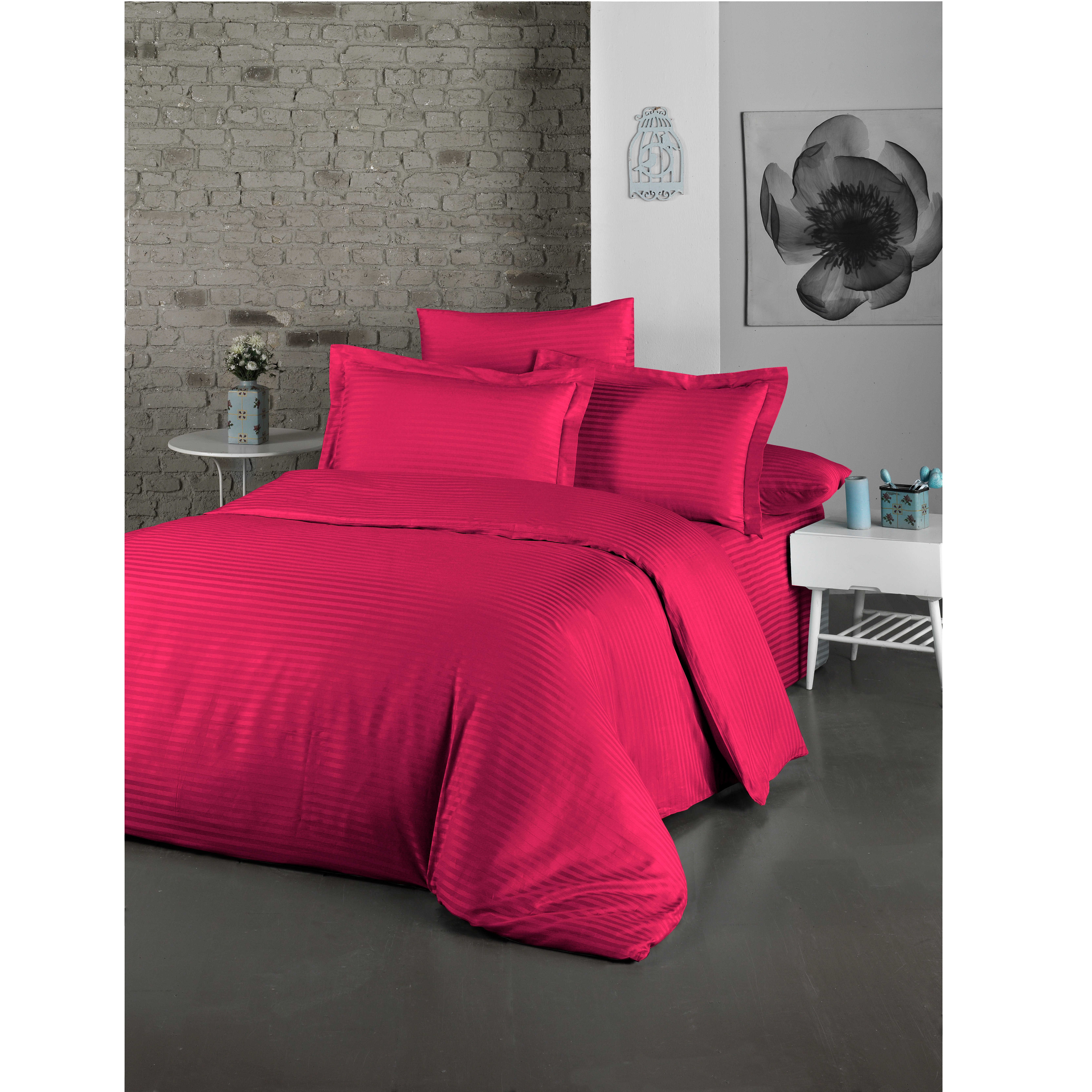 Комплект постельного белья LightHouse Exclusive Sateen Stripe Lux, сатин, евростандарт, 220x200 см, бордовый (2200000550231) - фото 1