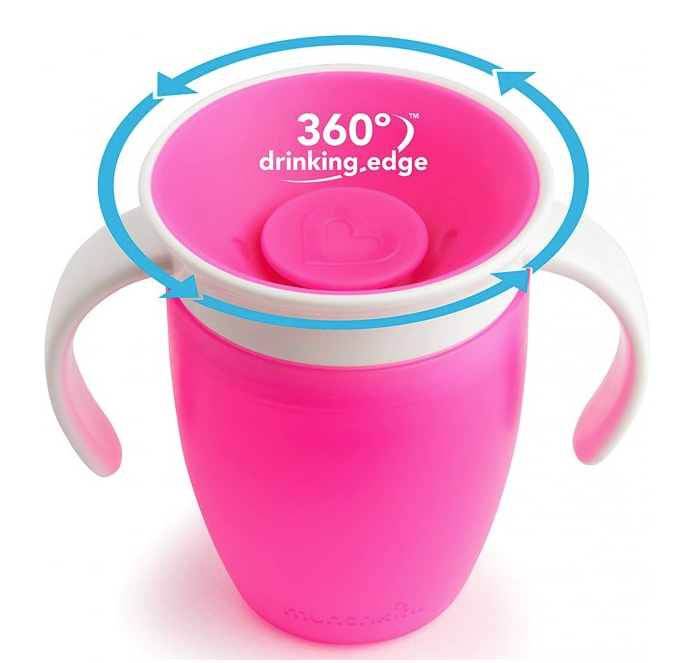 Чашка-непроливайка Munchkin Miracle 360 с ручками и крышкой, 207 мл, розовый (051855) - фото 3