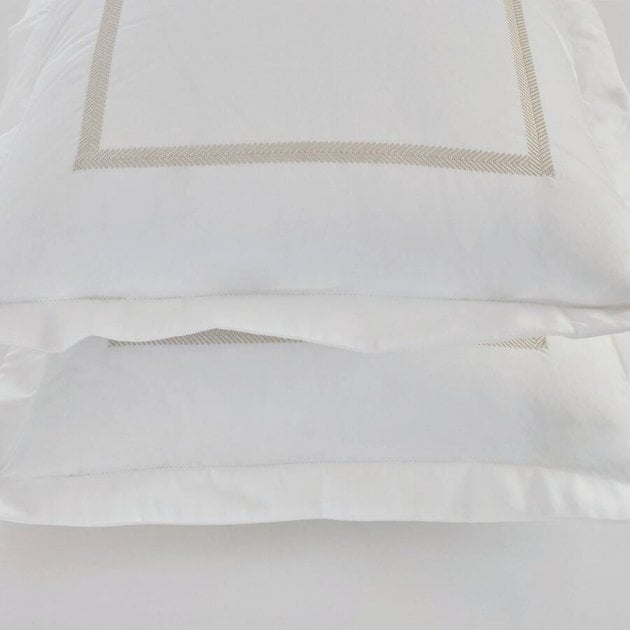 Комплект постельного белья Penelope Clara stone, сатин, евро (200х180+35см), белый с бежевым (svt-2000022294126) - фото 2