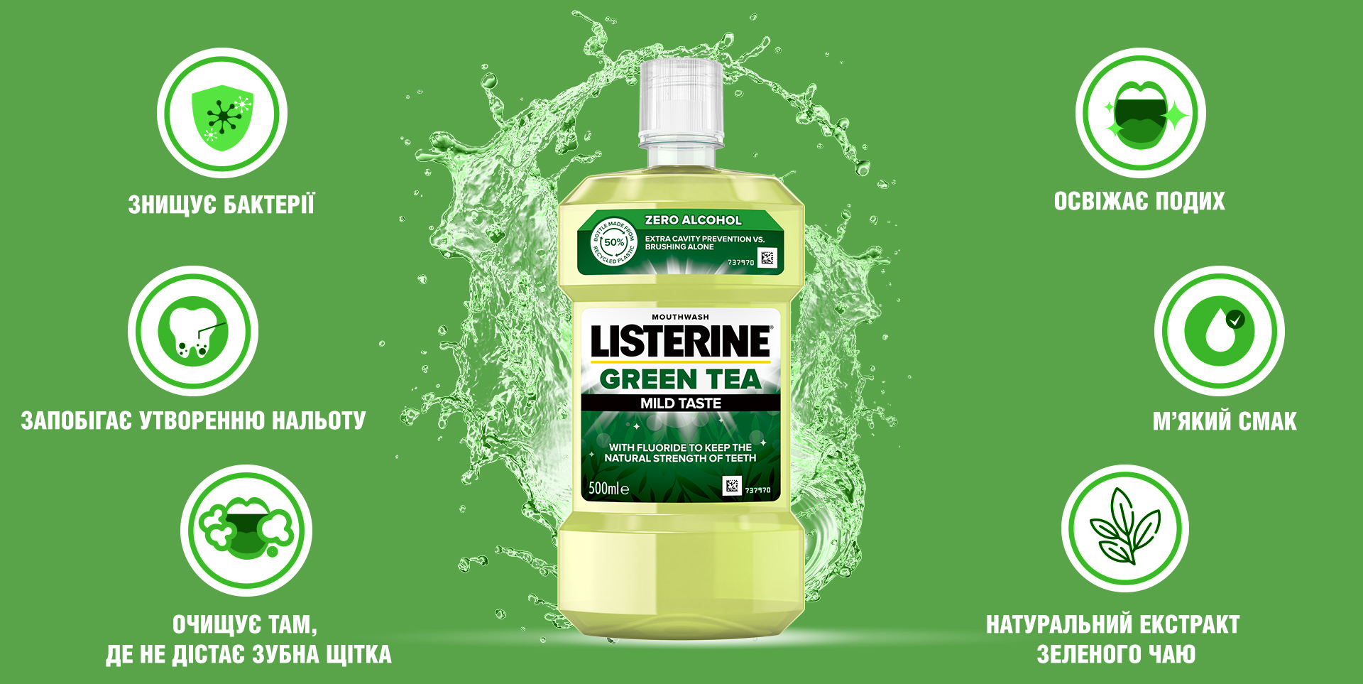 Ополаскиватель для полости рта Listerine Зеленый Чай 250 мл - фото 2