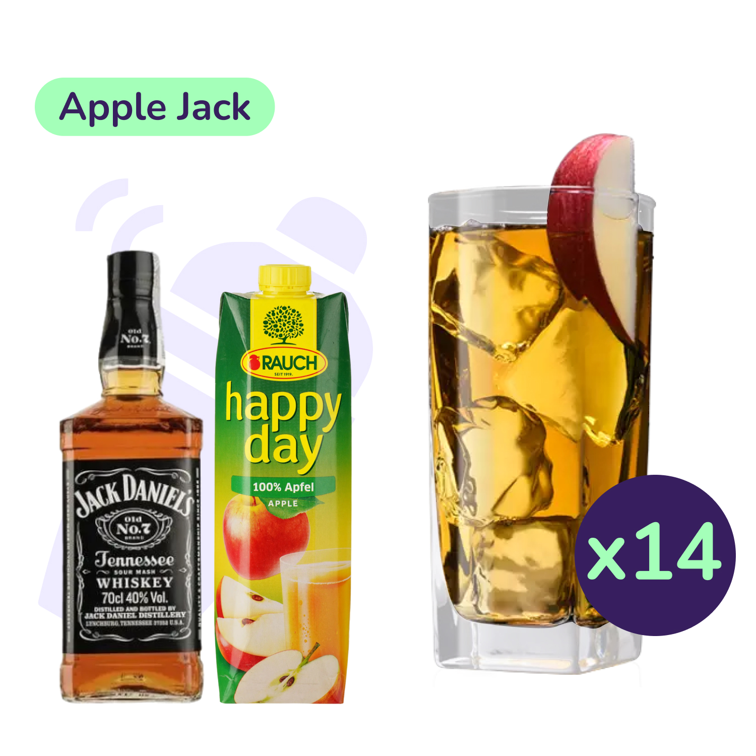 Коктейль Apple Jack (набір інгредієнтів) х14 на основі Jack Daniel's Tennessee Old No.7 - фото 1