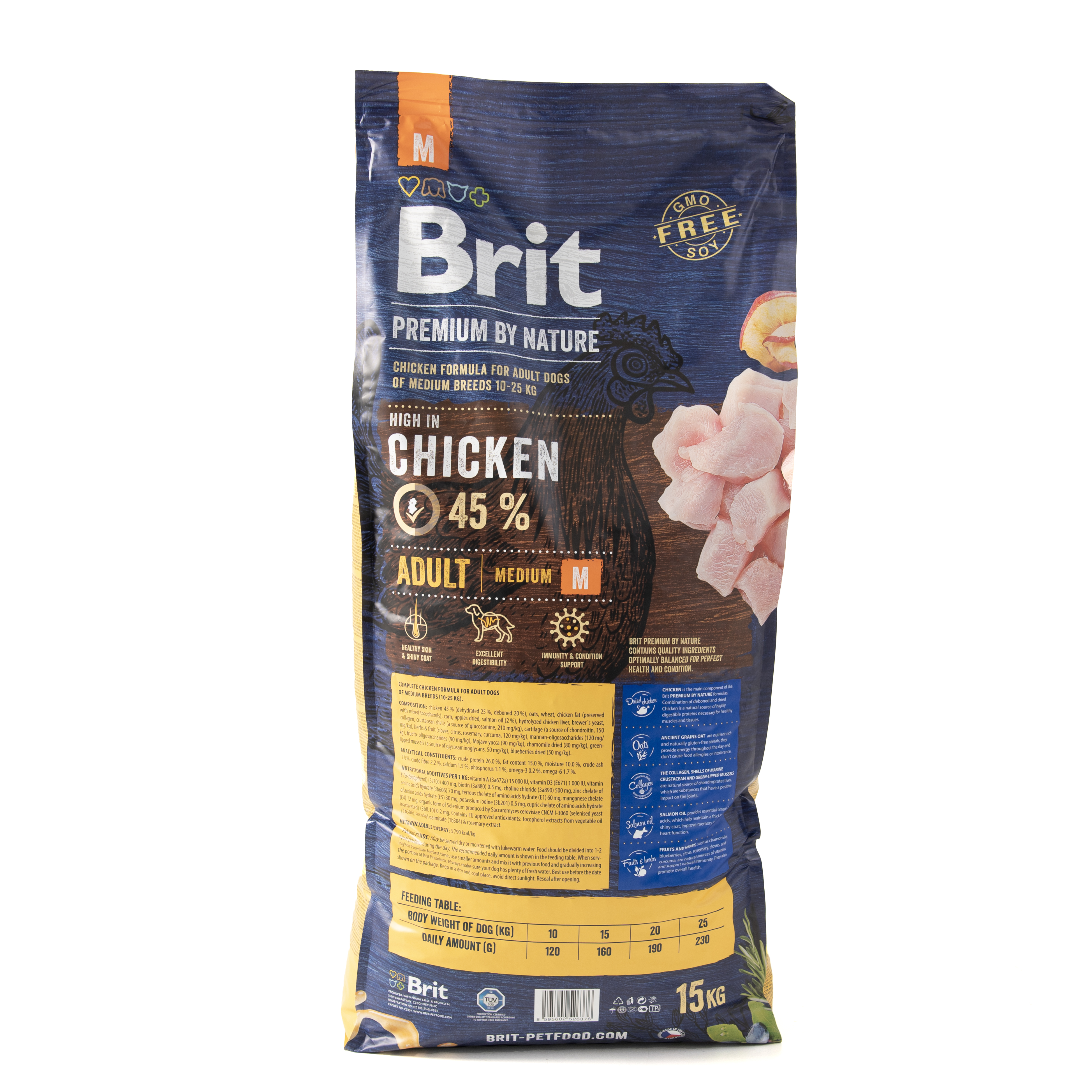 Сухой корм для собак средних пород Brit Premium Dog Adult М, с курицей, 15 кг - фото 3