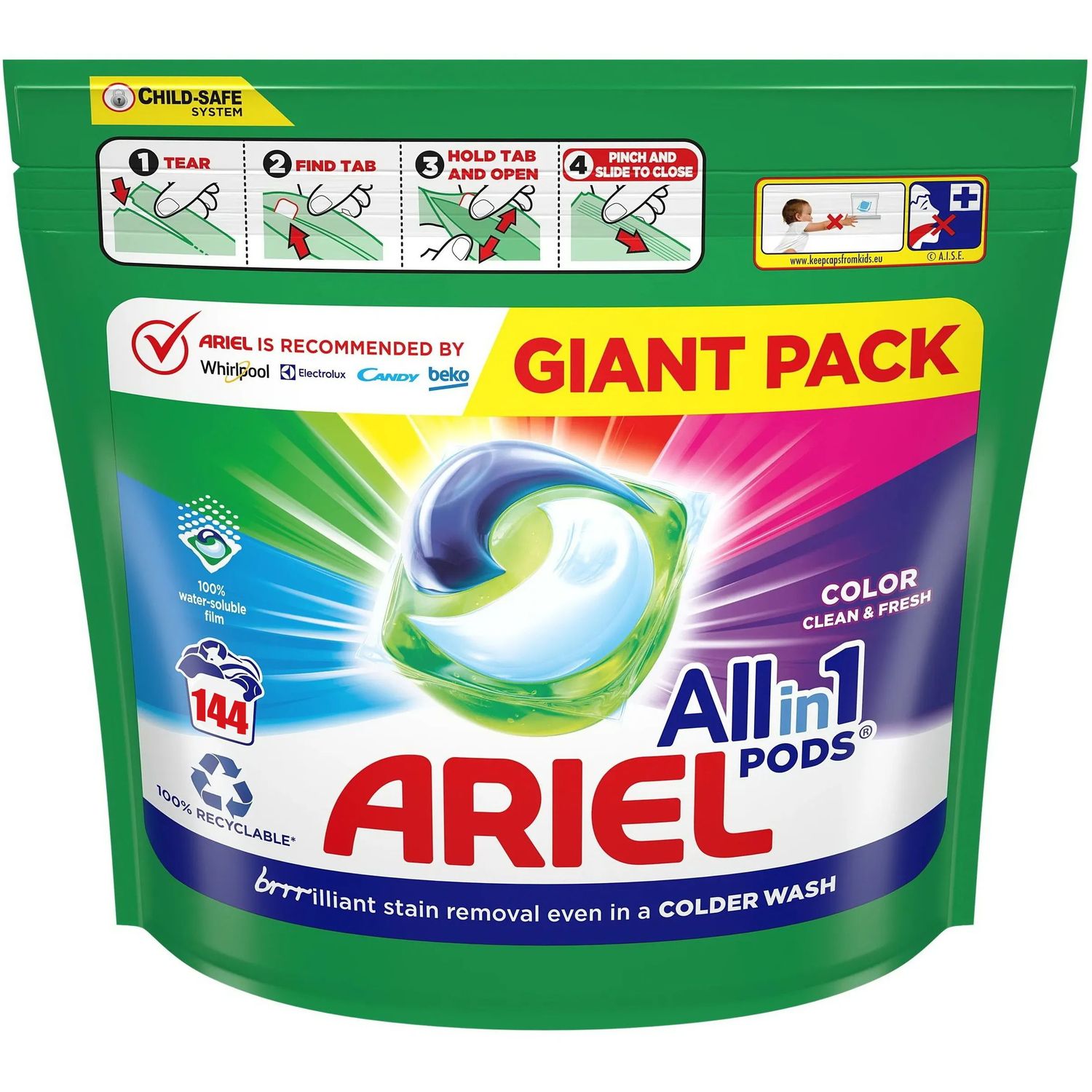 Капсули для прання Ariel Pods Все-в-1 Color, для кольорових тканин, 144 шт. - фото 1