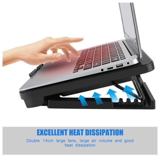 Охолоджувальна підставка для ноутбука Pccooler PAD N99, 2x140 мм, Blue Led 1300RPM 15.6 дюймів  - фото 4