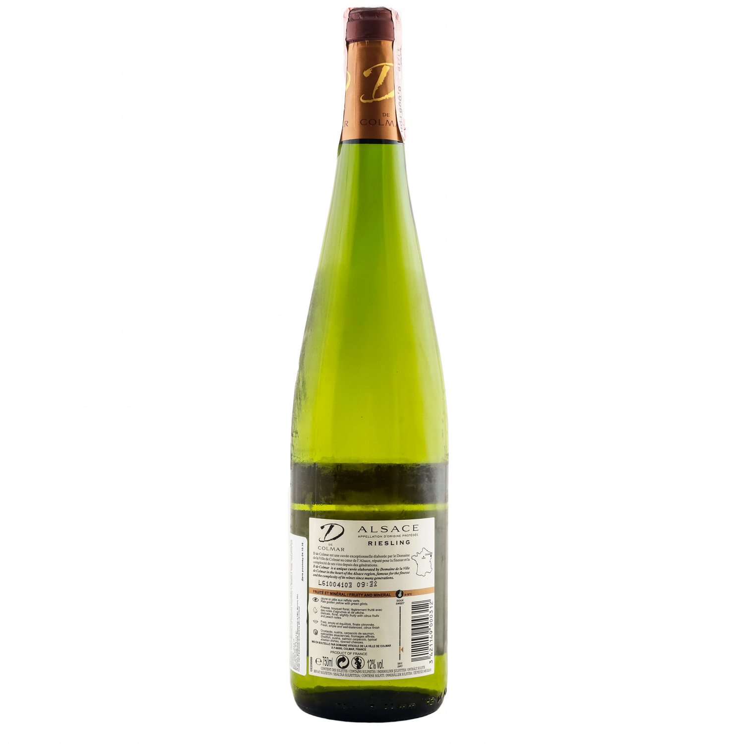Вино D de Colmar Riesling, біле, напівсухе, 0,75 л - фото 2