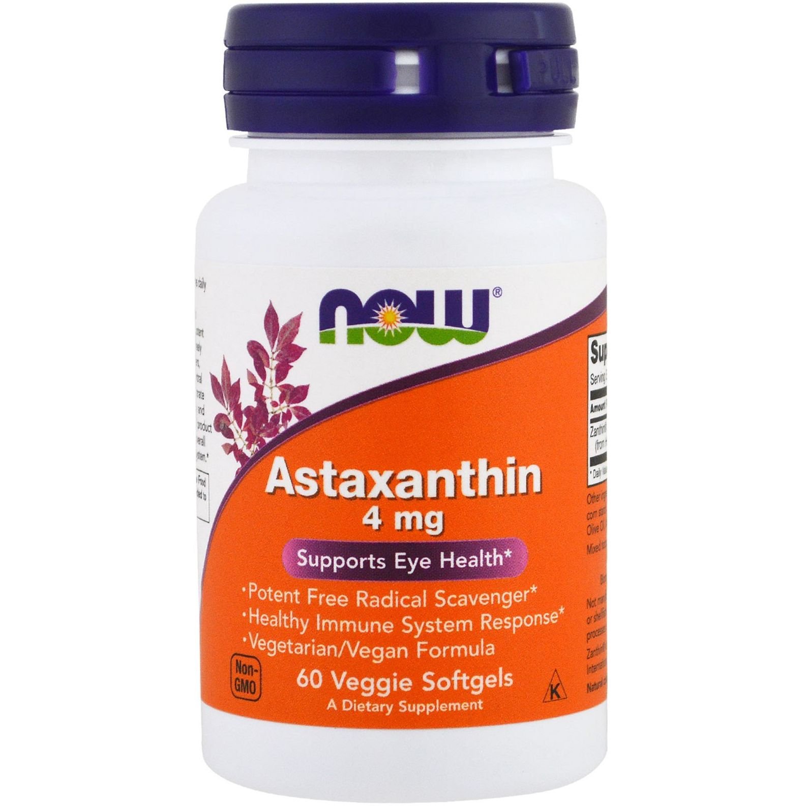 Астаксантин Now Astaxanthin 4 мг 60 капсул - фото 1