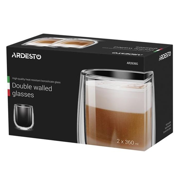 Набор чашек Ardesto с двойными стенками, 360 мл, прозрачное стекло (AR2636G) - фото 2